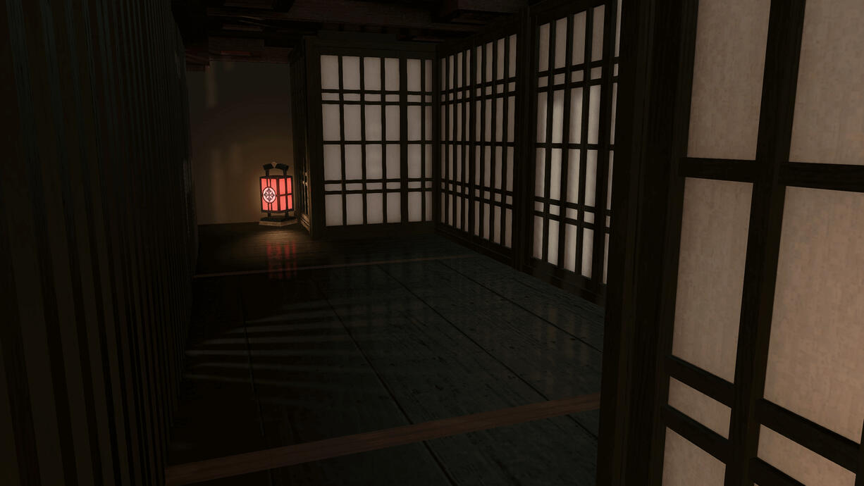Hingan hallway at night. Shirogane W22, P23