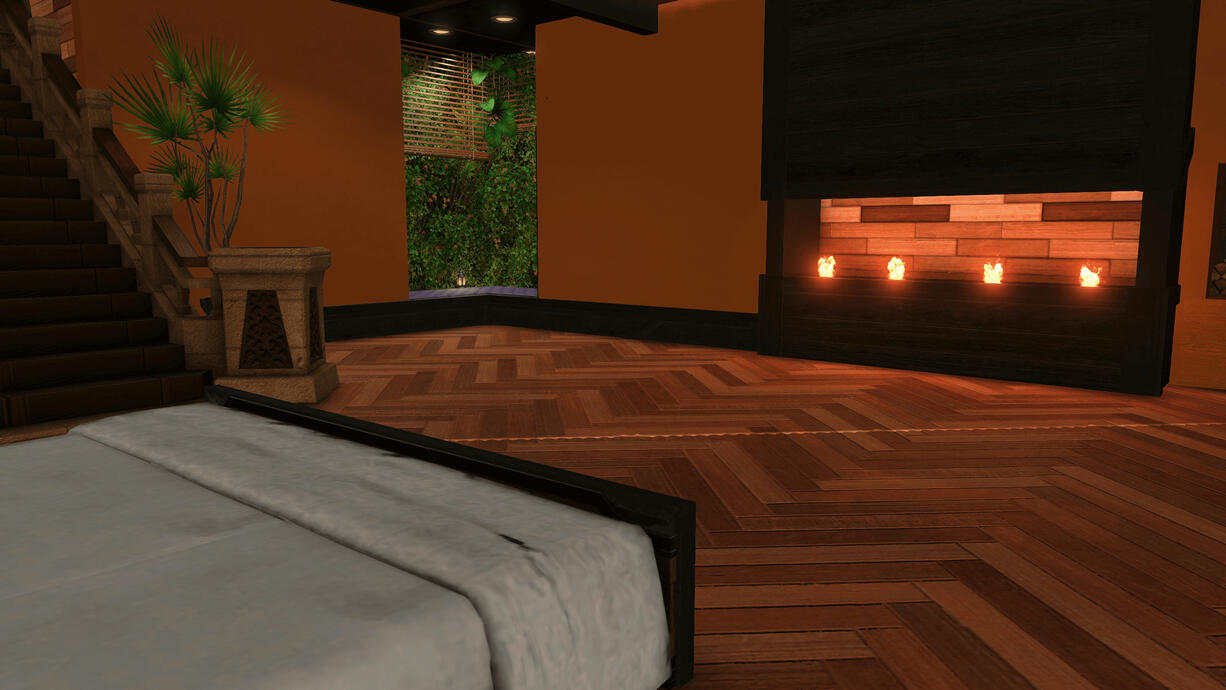 Bedroom fireplace and seating